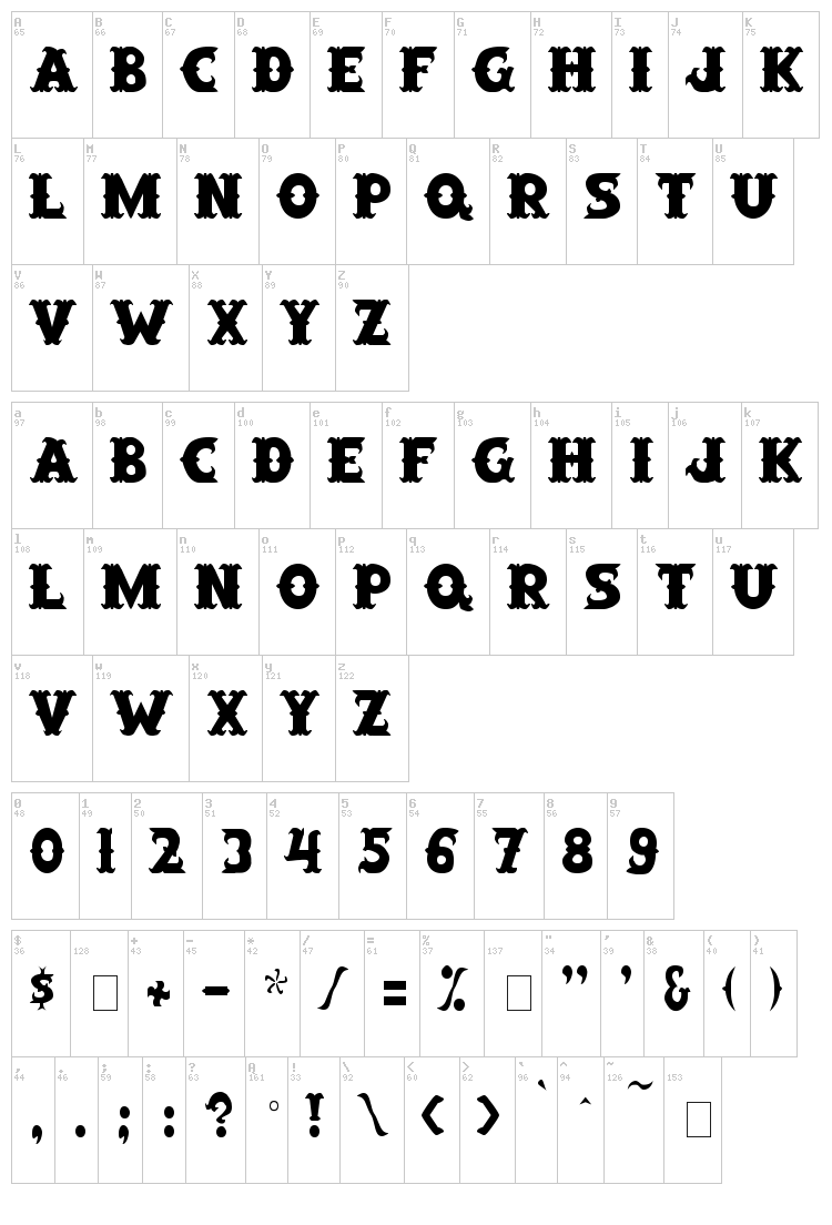 Saloon font map